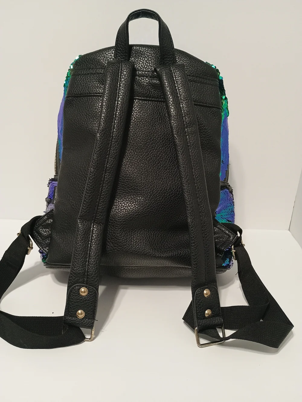 Style Lab Girl Mermaid Sequin Mini Backpack Purse Bird & Hummingbird Patc